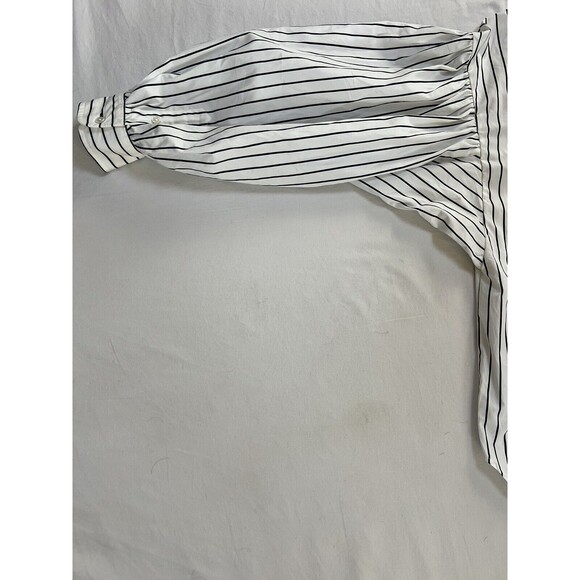 Ralph Lauren Black Label Striped Tunic Collarless Blouse Puffy Sleeves | Size 10 - Picture 12 of 15